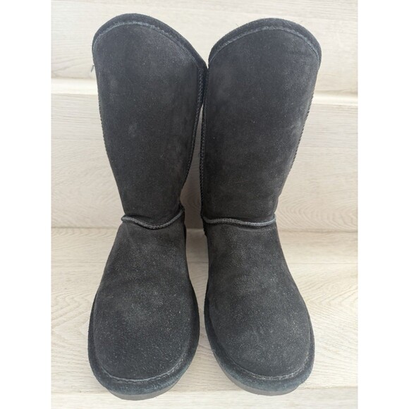 Bearpaw Boshie Black Suede Knit Sheepskin Wool Buckle Boots Youth Size 5 - Picture 3 of 8